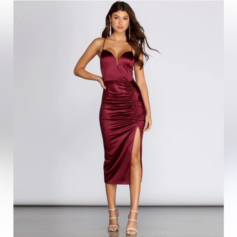 Marcella Formal Satin Midi Dress